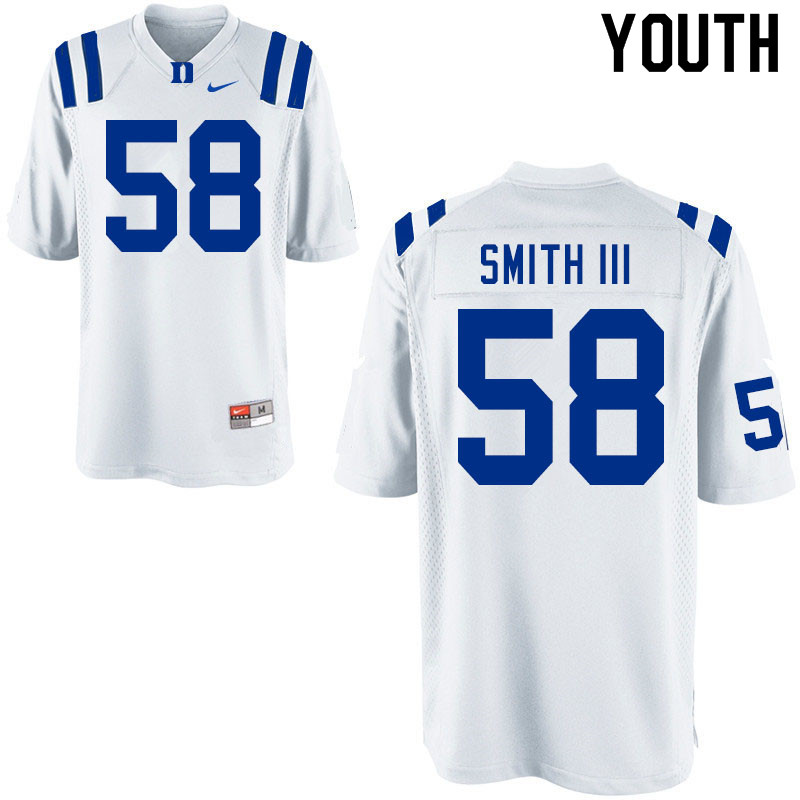 Youth #58 Gary Smith III Duke Blue Devils College Football Jerseys Sale-White